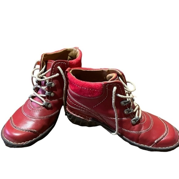 Josef Siebel Red Leather Short Boots - Lace Up - Size 39/8.5 Very Good Condition - Picture 7 of 10